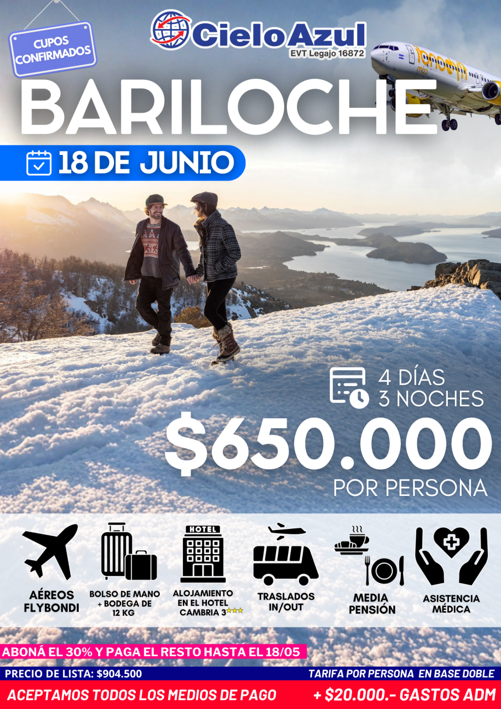 BARILOCHE JUNIO - PAQUETE EXCLUSIVO