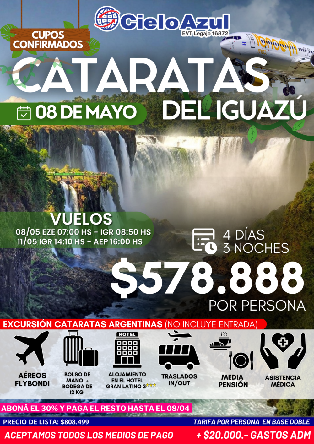 PAQUETE A CATARATAS EN MAYO