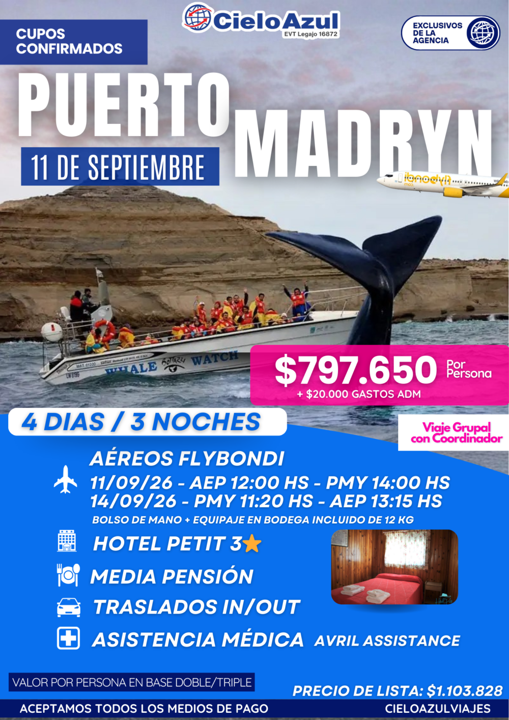 PAQUETE A PUERTO MADRYN - SEPTIEMBRE