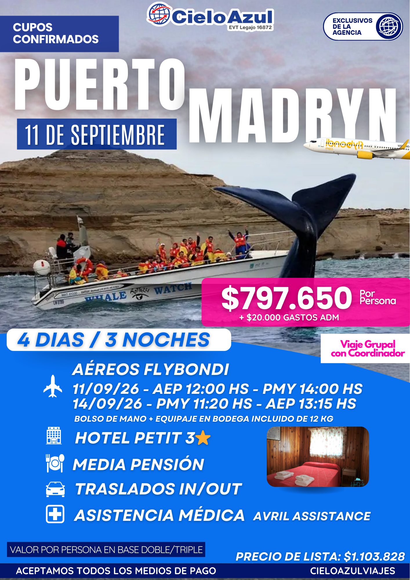 PAQUETE A PUERTO MADRYN - SEPTIEMBRE
