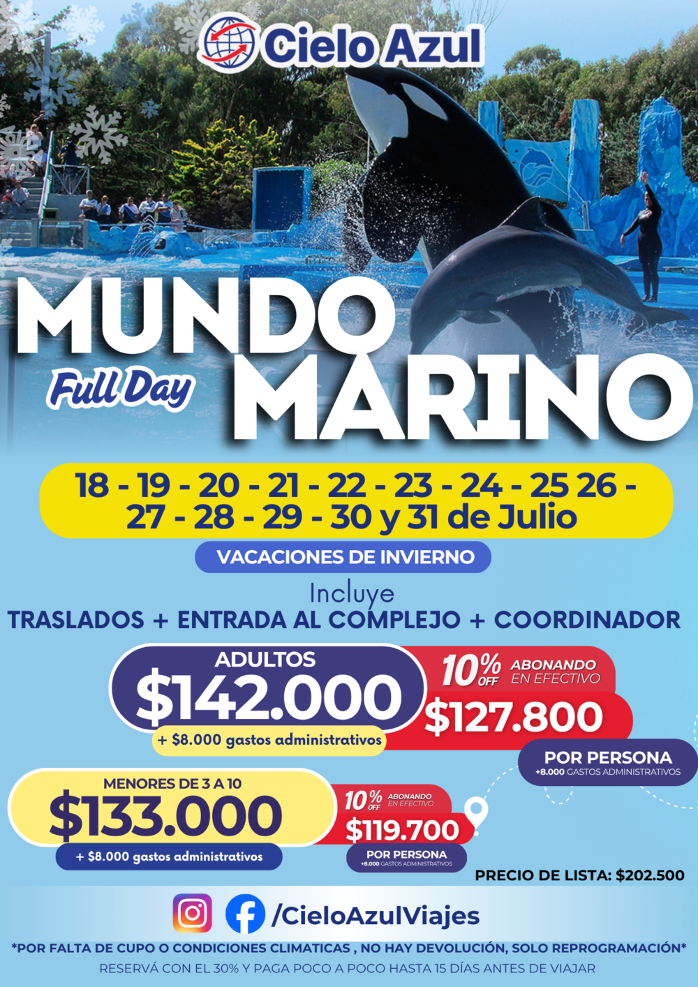 PAQUETE A MUNDO MARINO - VACACIONES DE INVIERNO