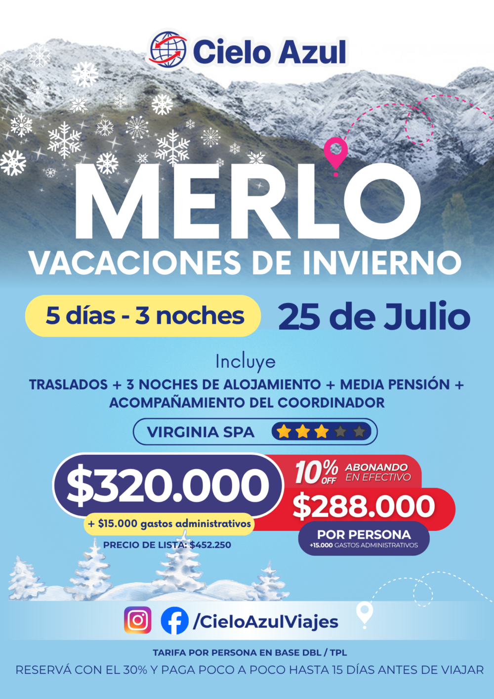 MERLO EN JULIO - VACACIONES DE INVIERNO