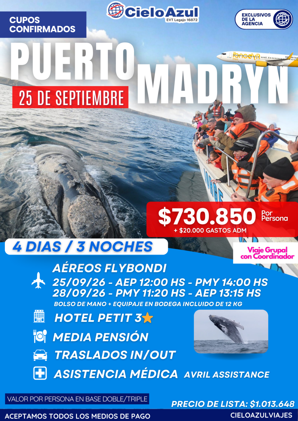 PAQUETE A PUERTO MADRYN - SEPTIEMBRE