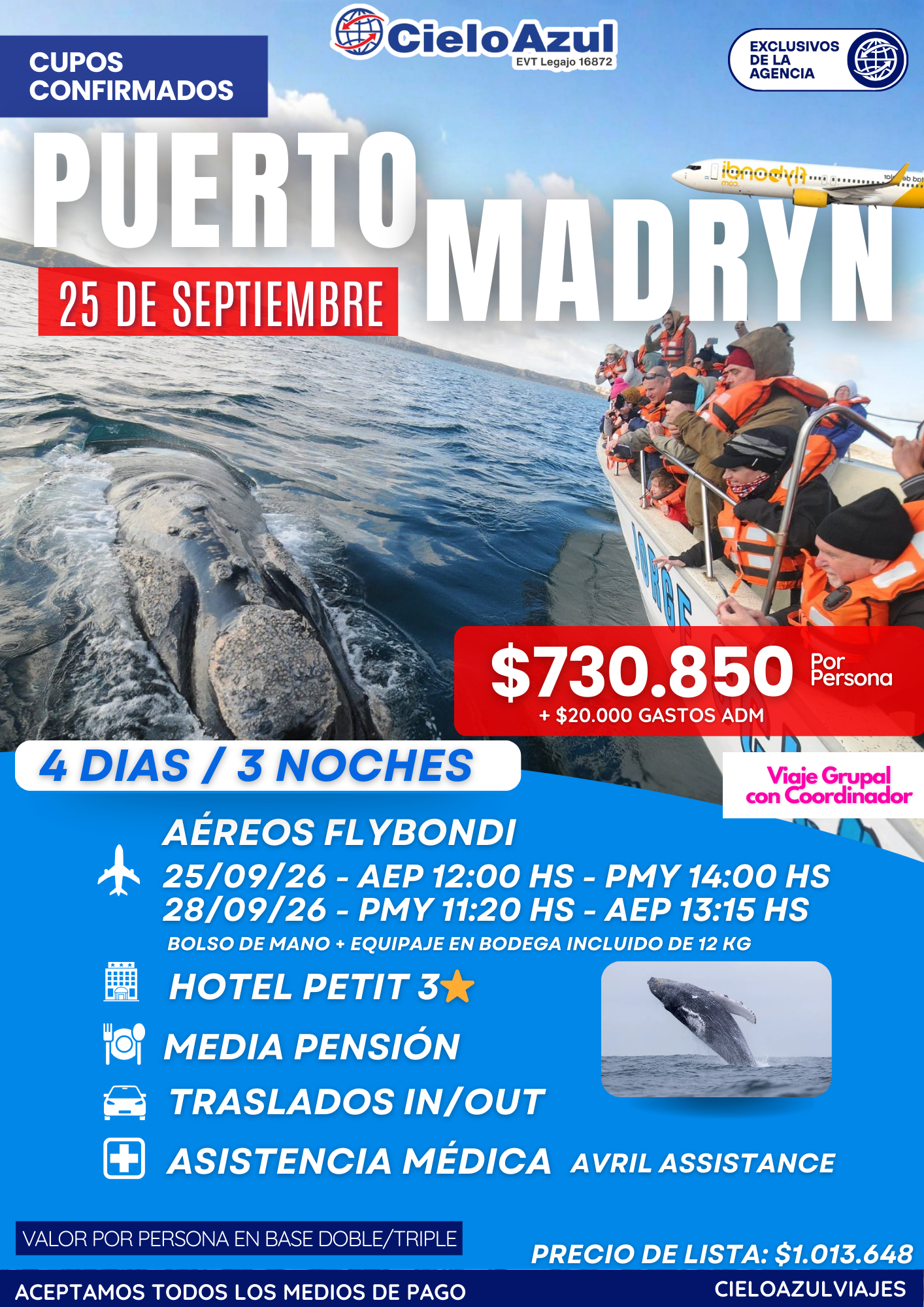 PAQUETE A PUERTO MADRYN - SEPTIEMBRE