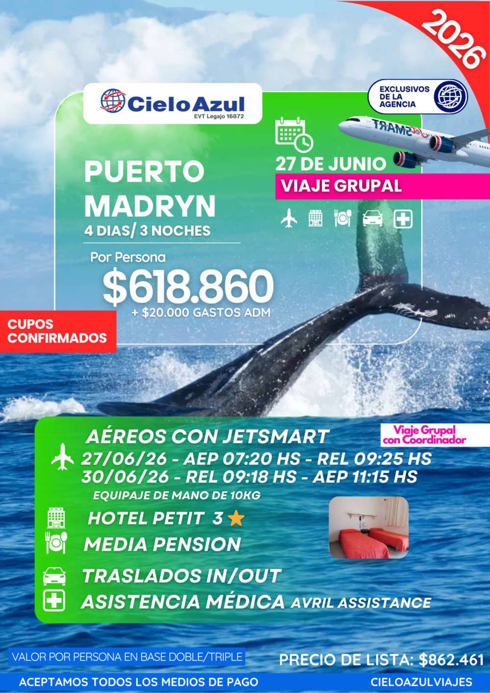 PAQUETE A PUERTO MADRYN EN JUNIO