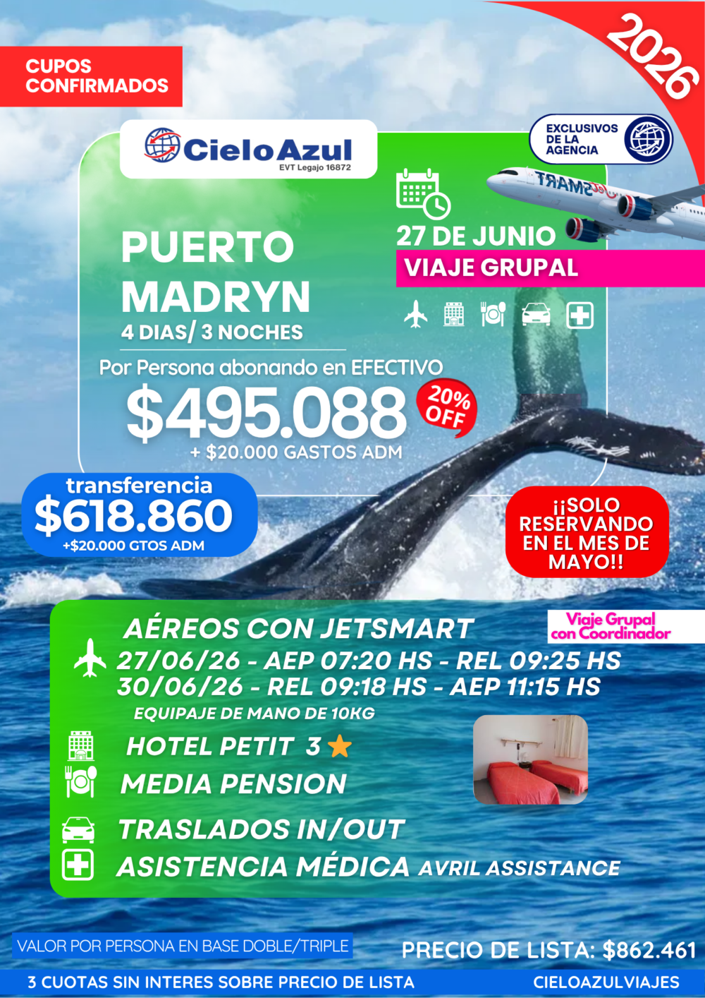 PAQUETE A PUERTO MADRYN EN JUNIO