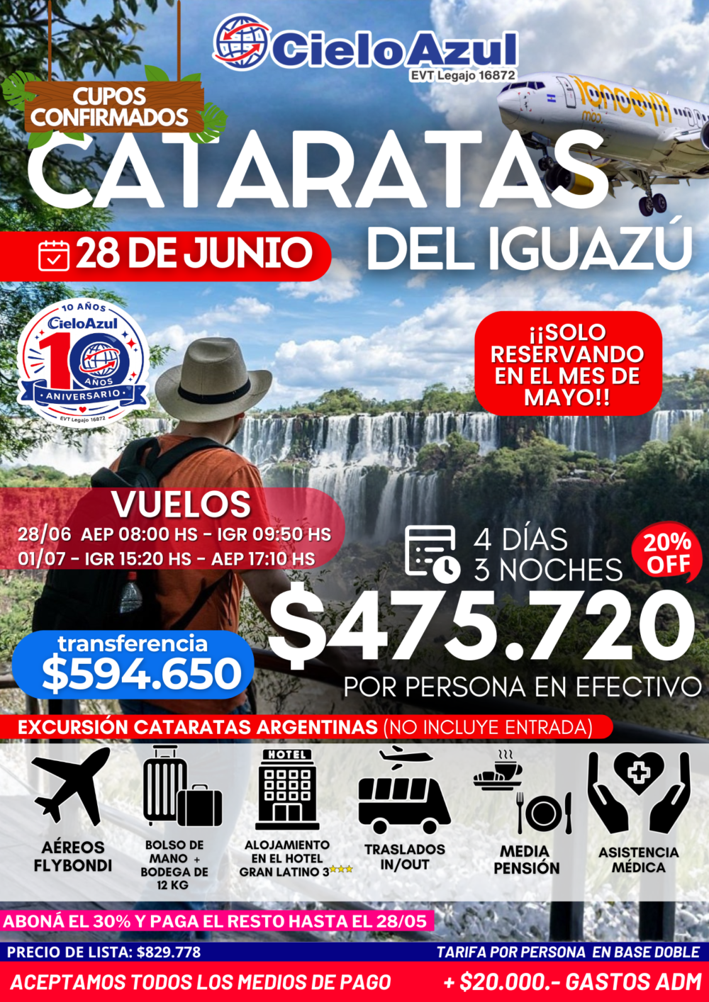 PAQUETE A CATARATAS EN JUNIO