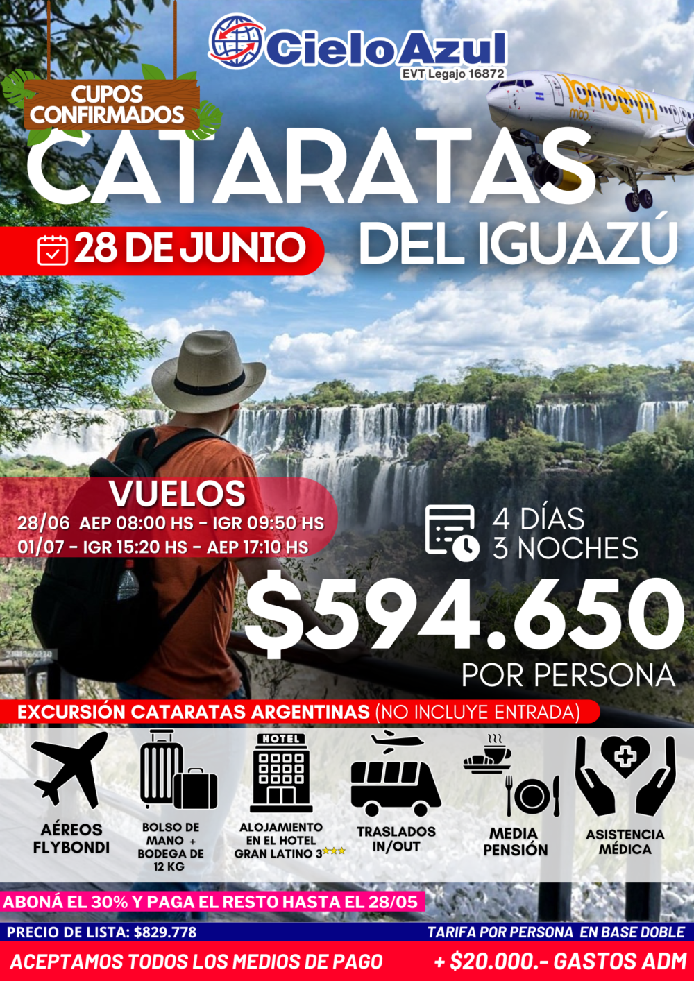 PAQUETE A CATARATAS EN JUNIO