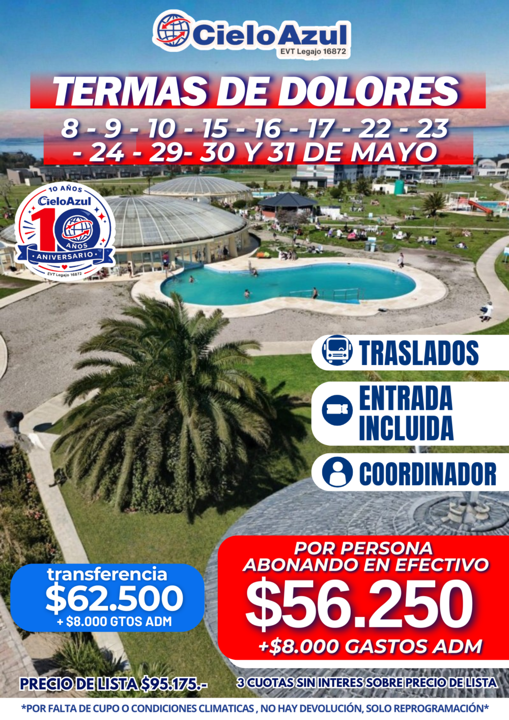 TERMAS DE DOLORES EN MAYO