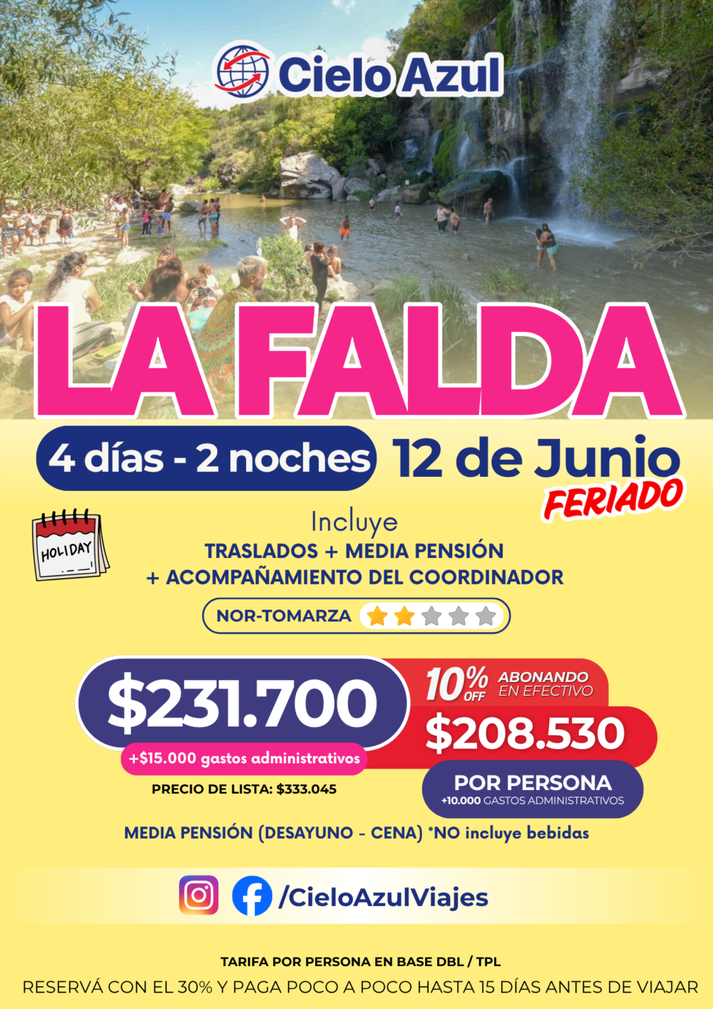 LA FALDA FERIADO 15 DE JUNIO