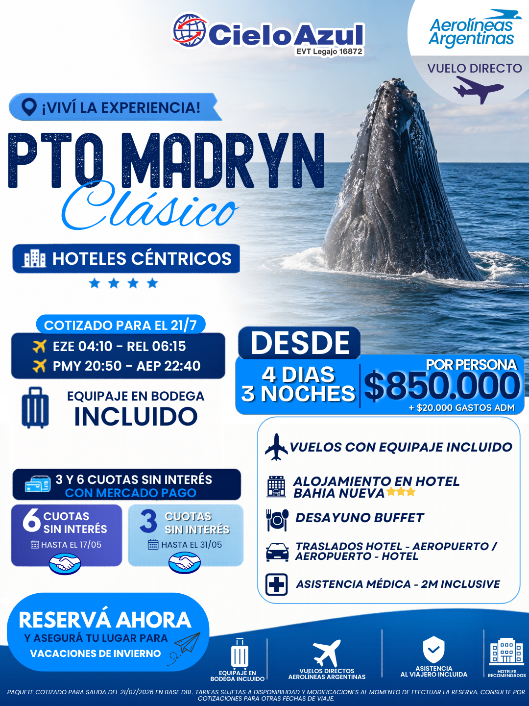 PTO MADRYN – VACACIONES DE INVIERNO