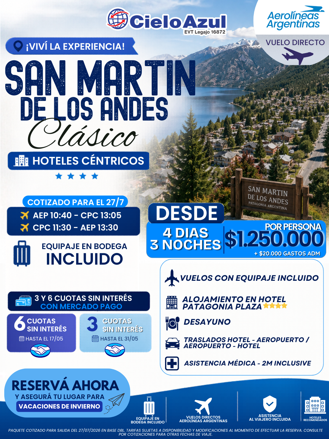 SAN MARTIN DE LOS ANDES - VACACIONES DE INVIERNO