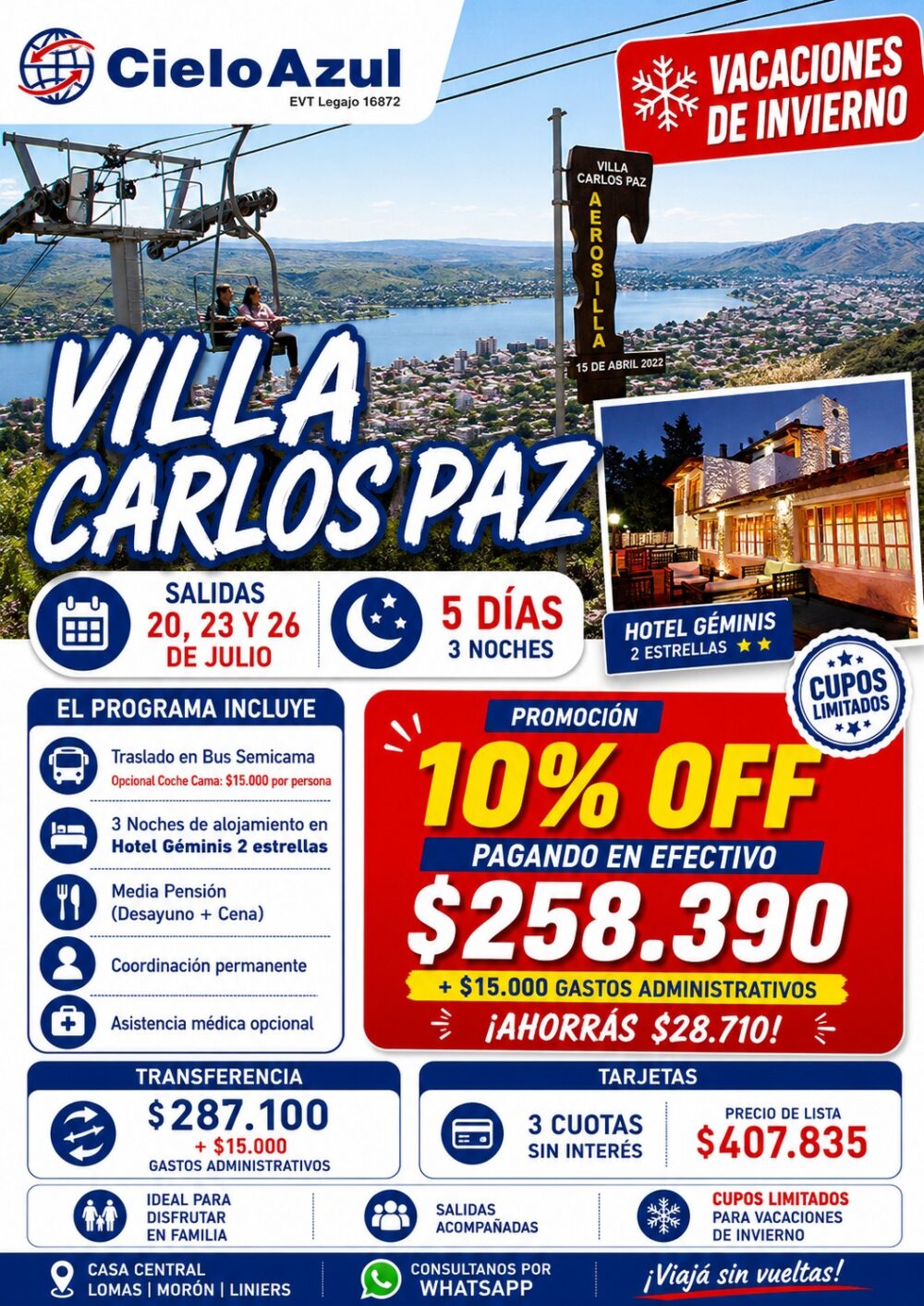 VILLA CARLOS PAZ - VACACIONES DE INVIERNO