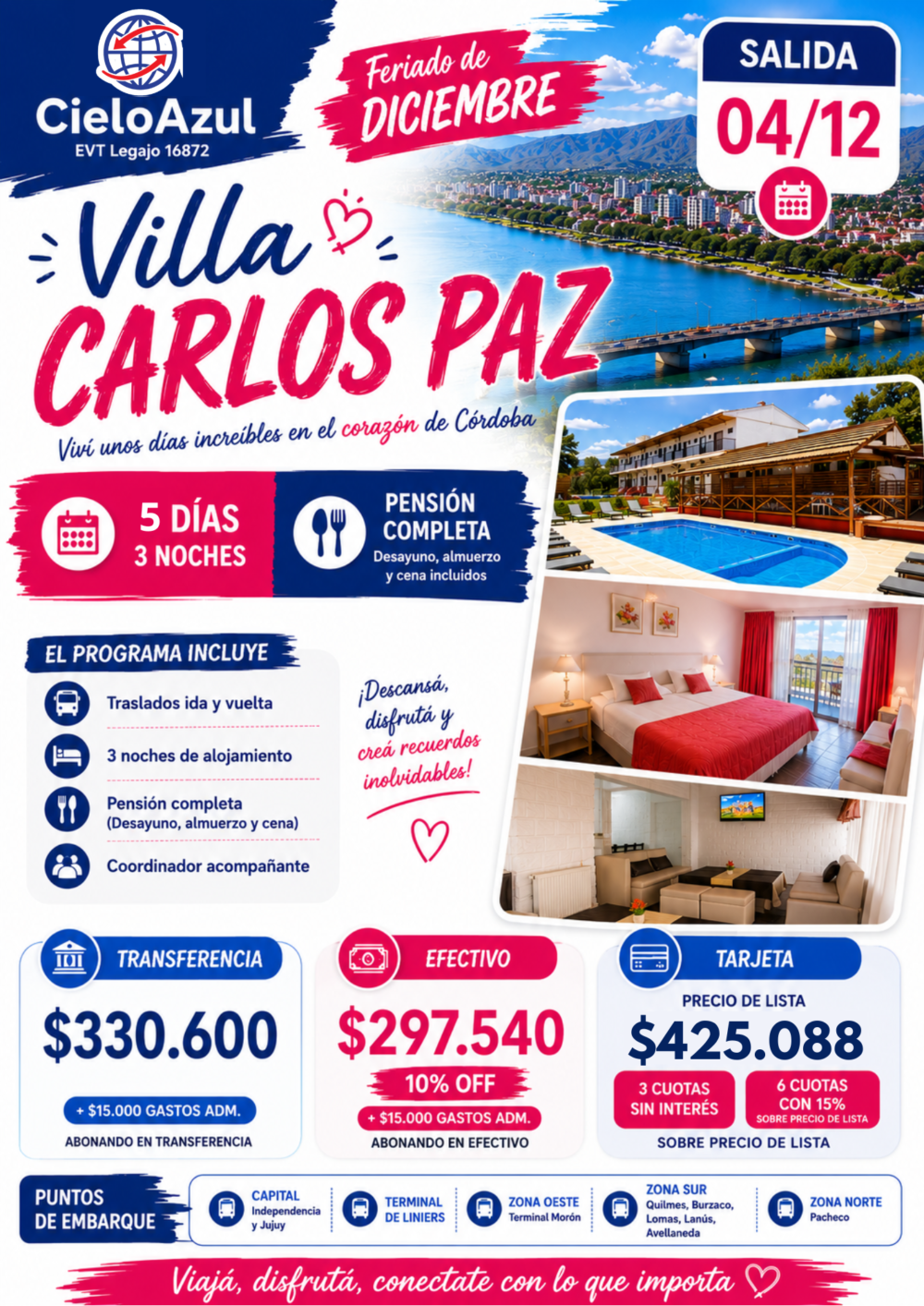 VILLA CARLOS PAZ - FERIADO DE DICIEMBRE