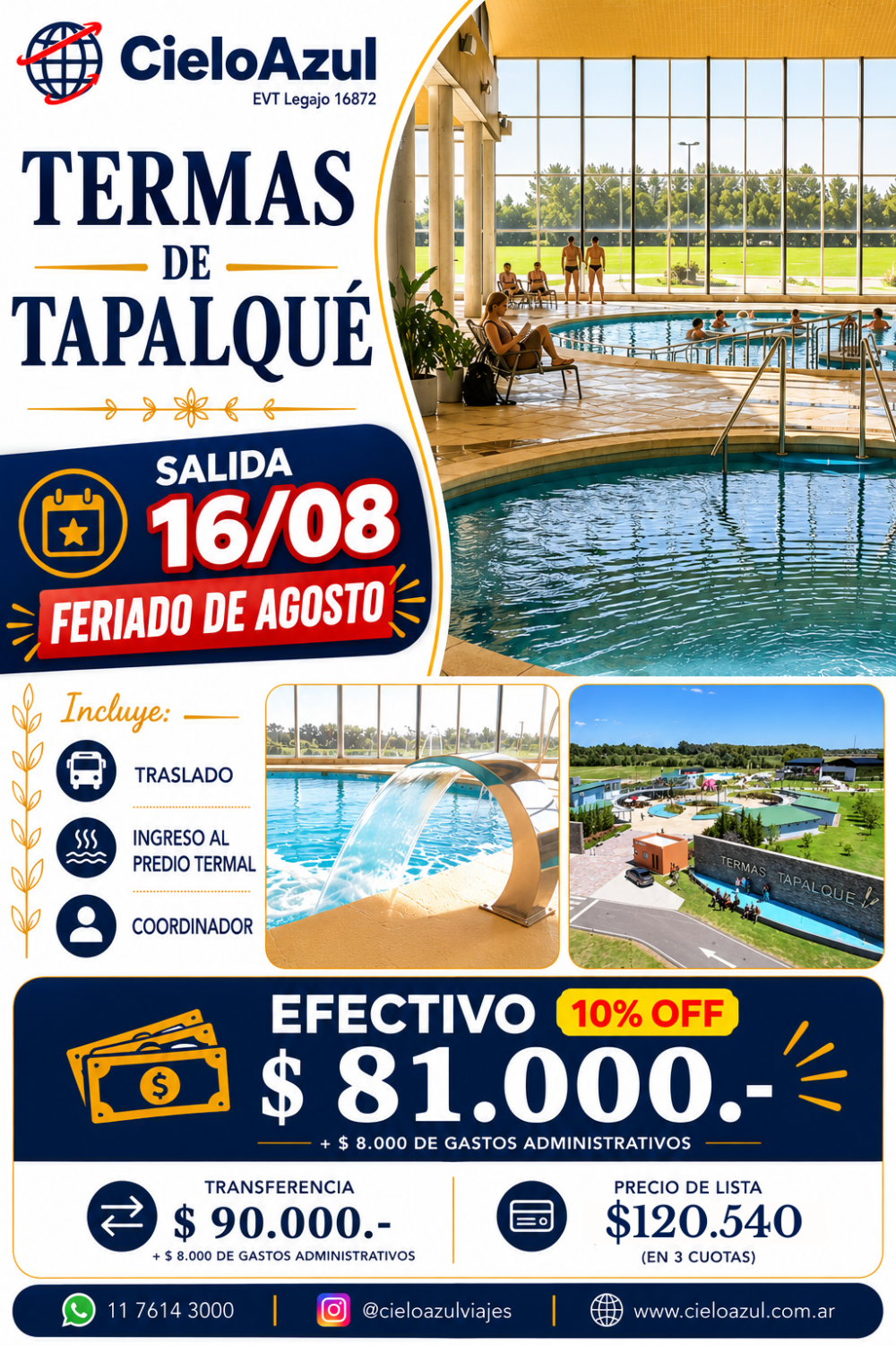 TERMAS DE TAPALQUE - FERIADO DE AGOSTO